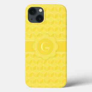 Anpassbares Monogramm Helles Gelb 3D-Würfel Case-Mate iPhone Hülle