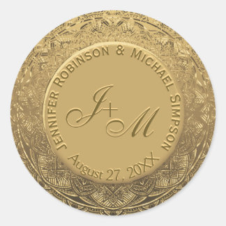 Anpassbares Monogramm-Hochzeitsstift Runder Aufkleber