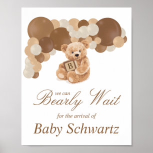 Anpassbares neutrales braunes Pampas-Teddybär-Schi Poster
