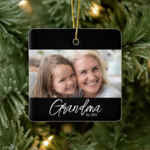 Anpassbares Oma seit Jahr Foto Weihnachten Keramikornament