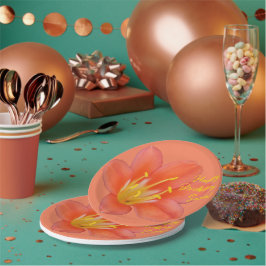 Anpassbares Orange-Blume-Foto | Pappteller