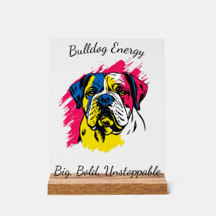 Anpassbares Pop-Art-Bulldogge-Design Acrylschild