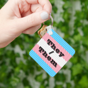 Anpassbares Pronomen Boho-Streifen Transgender-Sto Schlüsselanhänger