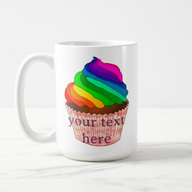 Anpassbares Regenbogen-Cupcake-Stolz-Design Kaffeetasse (Links)