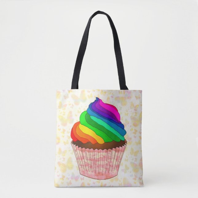 Anpassbares Regenbogen-Cupcake-Stolz-Design Tasche (Vorderseite)