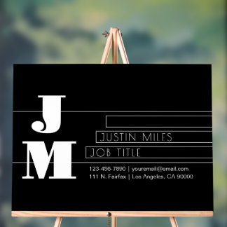 Anpassbares Retro-modernes Schwarz-Weiß-Monogramm Acrylschild