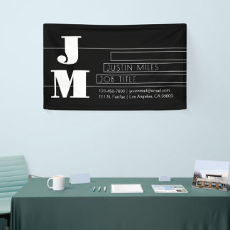 Anpassbares Retro-modernes Schwarz-Weiß-Monogramm Banner