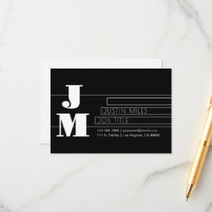 Anpassbares Retro-modernes Schwarz-Weiß-Monogramm Begleitkarte