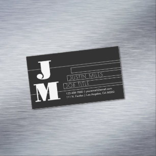Anpassbares Retro-modernes Schwarz-Weiß-Monogramm Magnetische Visitenkarte