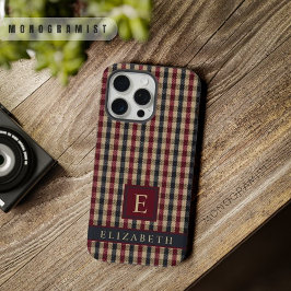 Anpassbares Rot Grün Braun Karomuster iPhone 15 Pro Max Hülle