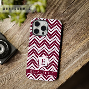 Anpassbares Rot-Maroon-Dunkelrosa-Weißes Chevron iPhone 15 Pro Max Hülle