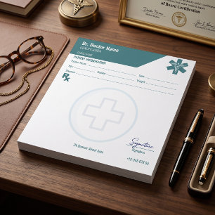 Anpassbares RX-Notizblock Teal-Ärztliche Verordnun Notizblock