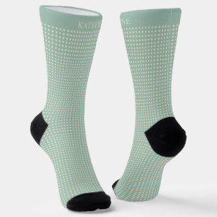 Anpassbares Salbeigrün Gelb Polka-Punkt-Design Socken