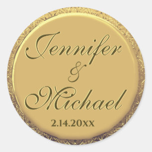 Anpassbares Save the Date Gold-Siegel Runder Aufkleber