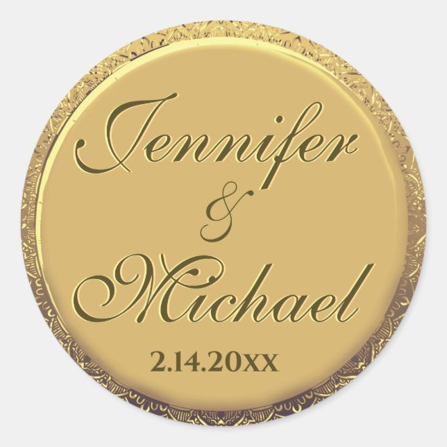 Anpassbares Save the Date Gold-Siegel Runder Aufkleber (Vorderseite)