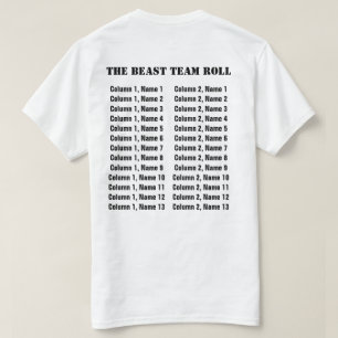 Anpassbares Team-Logo und Mitgliederverzeichnis T-Shirt