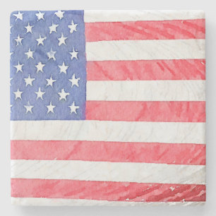Anpassbares USA-Amerikanische-Flagge-Marmor-Set Steinuntersetzer