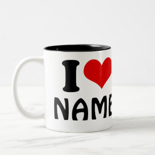 Anpassbares Valentinstag Ich liebe Herz benutzerde Zweifarbige Tasse
