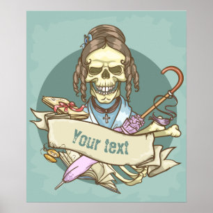 Anpassbares Vintage-Totenkopf-Poster Poster