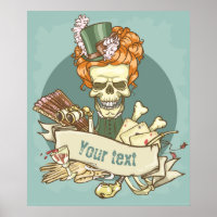 Anpassbares Vintage-Totenkopf-Poster