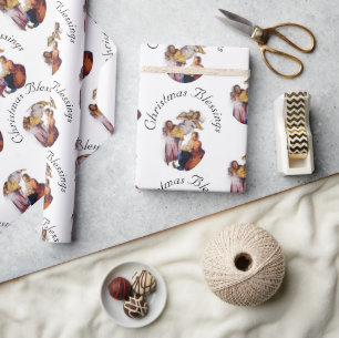 Anpassbares Vintage-Weihnachtsbild Geschenkpapier