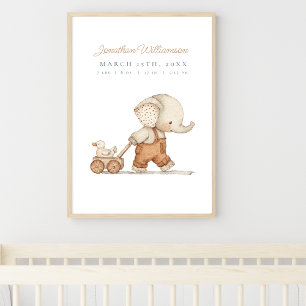 Anpassbares Wasserfarben-Elefanten-Baby-Jungen-Kin Poster