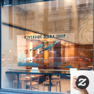 Anpassen Allgemeiner Tauchshop Korallenriff Front Fensteraufkleber