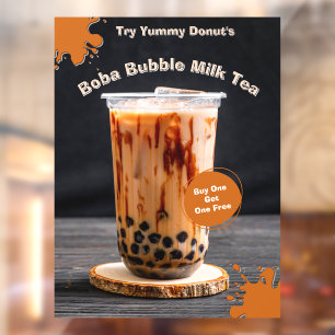 Anpassen Bubble Boba Tea Donut Shop Promo Fensteraufkleber