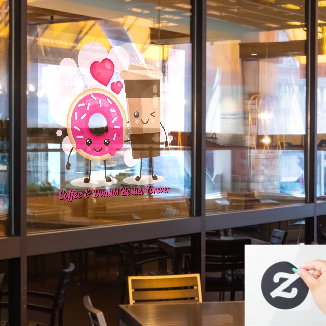 Anpassen Coffee And Donuts Beste Freundinnen Forev Fensteraufkleber (Restaurantfenster)
