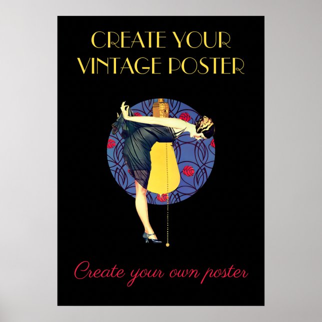 Anpassen der Art Deco Illustration eines Button-Up Poster (Vorne)