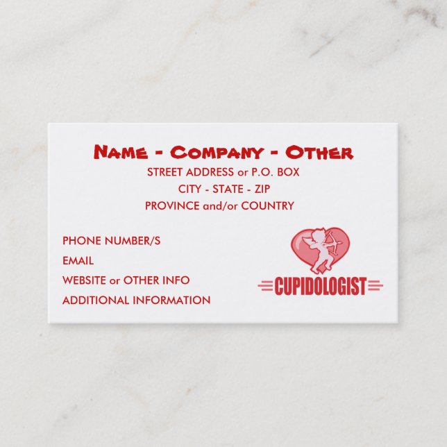 Anpassen der Cupid-Liebe Visitenkarte (Vorderseite)