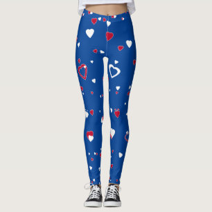 Anpassen der Hintergrundfarbe Rote weiße Herzen Le Leggings