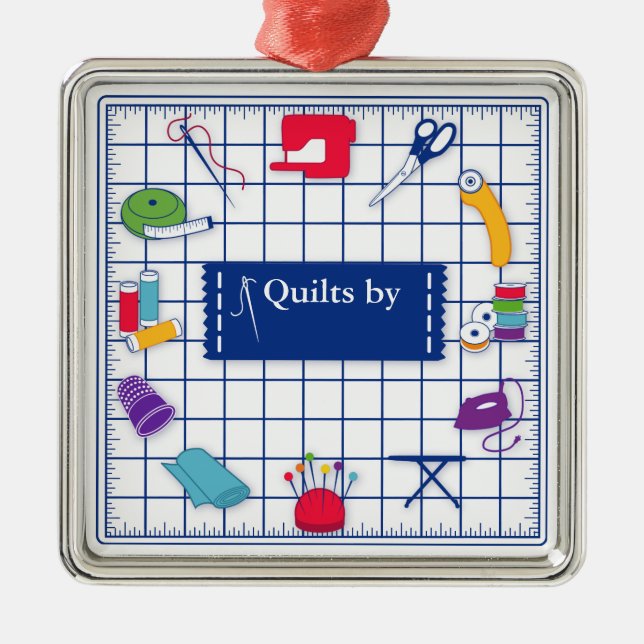 Anpassen der Label-Quilt-Zeit Silbernes Ornament (Vorne)