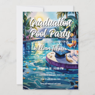 Anpassen der lebendigen Pool-Graduierungsparty Einladung