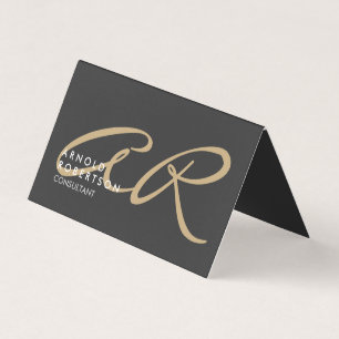 Anpassen der Monogram Schlicht Gray Beige Business Visitenkarten
