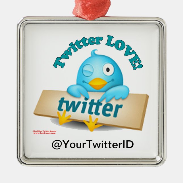 Anpassen der Twitter-ID-LIEBE Silbernes Ornament (Vorne)