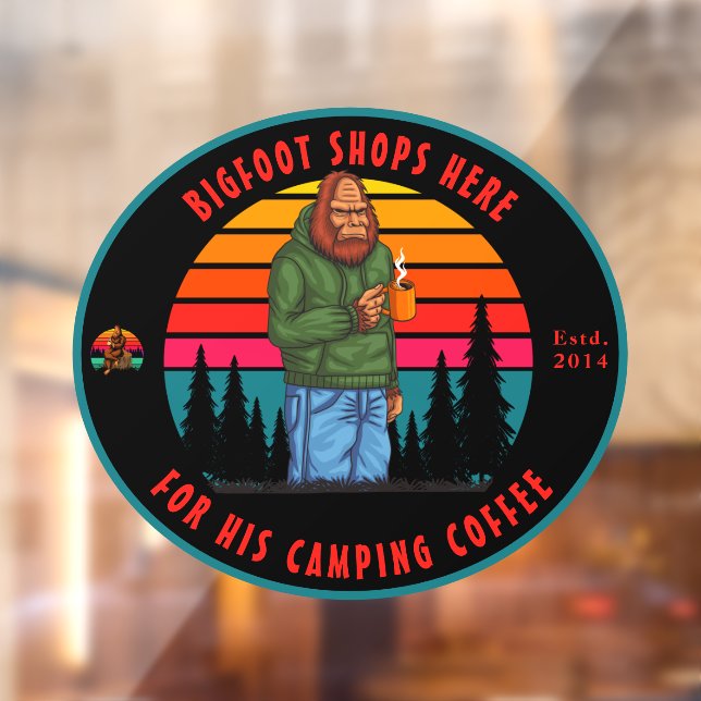 Anpassen der Vorderseite des Bigfoot Camp Coffee S Fensteraufkleber (Blatt 2)