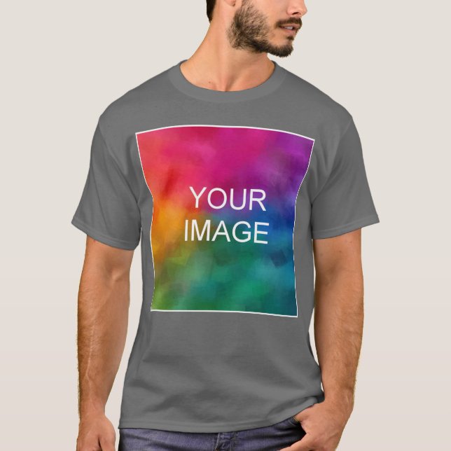Anpassen des eleganten dunkelgrauen Add-Image-Logo T-Shirt (Vorderseite)