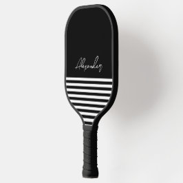 Anpassen des eleganten Schwarz-Weiß-Streifenmuster Pickleball Schläger
