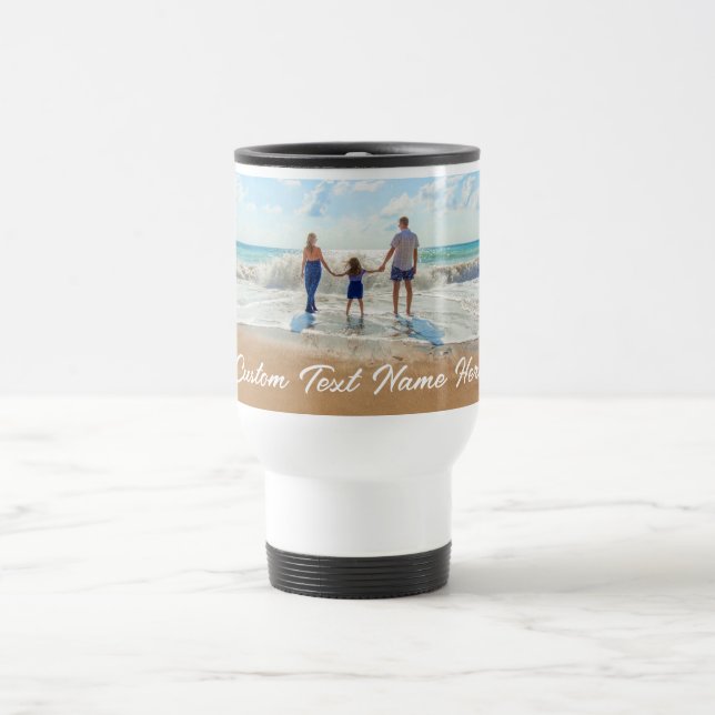 Anpassen des Foto-Travel-Mug mit Text Reisebecher (Mittel)