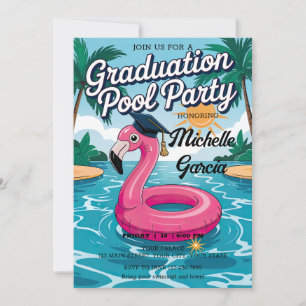 Anpassen des funny Flamingo Graduation Cap Pool Pa Einladung
