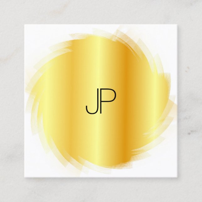 Anpassen des Gold Look Elegante Monogram Templates Quadratische Visitenkarte (Vorderseite)