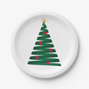 Anpassen des grünen "Mod"-grafischen Weihnachtsbau Pappteller