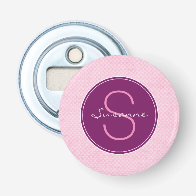 Anpassen des Lila Monogrammkreises an den rosa Pol Flaschenöffner (Vorderseite)