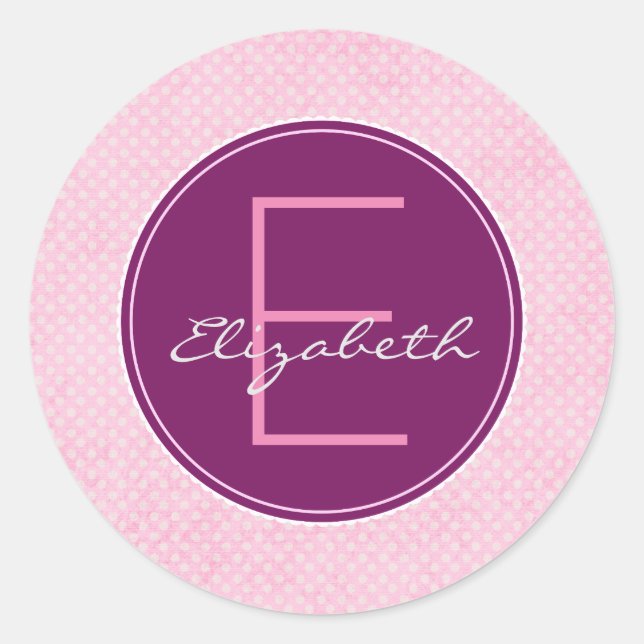 Anpassen des Lila Monogrammkreises an den rosa Pol Runder Aufkleber (Vorderseite)