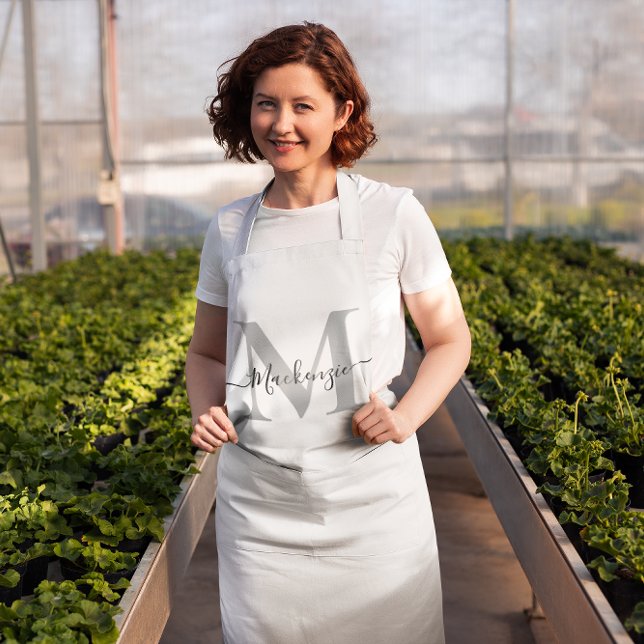 Anpassen des Monogrammnamens Hinzufügen der Farbe  Schürze (Personalize Monogram Name Add Photo Color Long Apron)