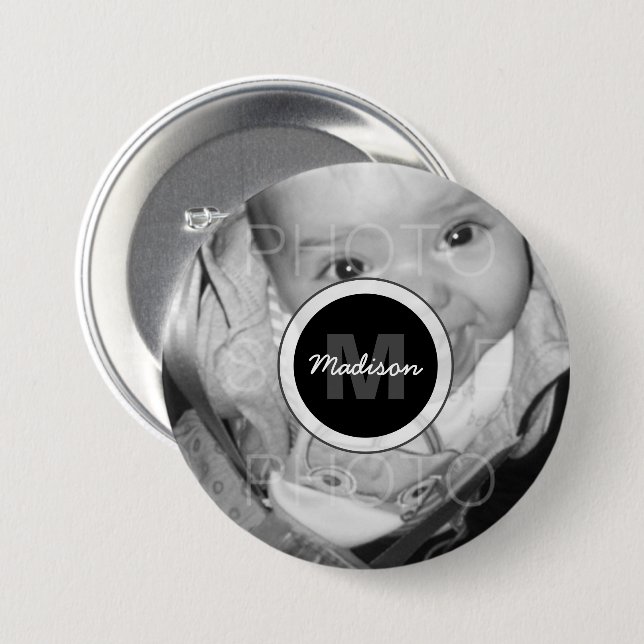 Anpassen des Monogramms für das Schwarz-weiße Foto Button (Vorne & Hinten)