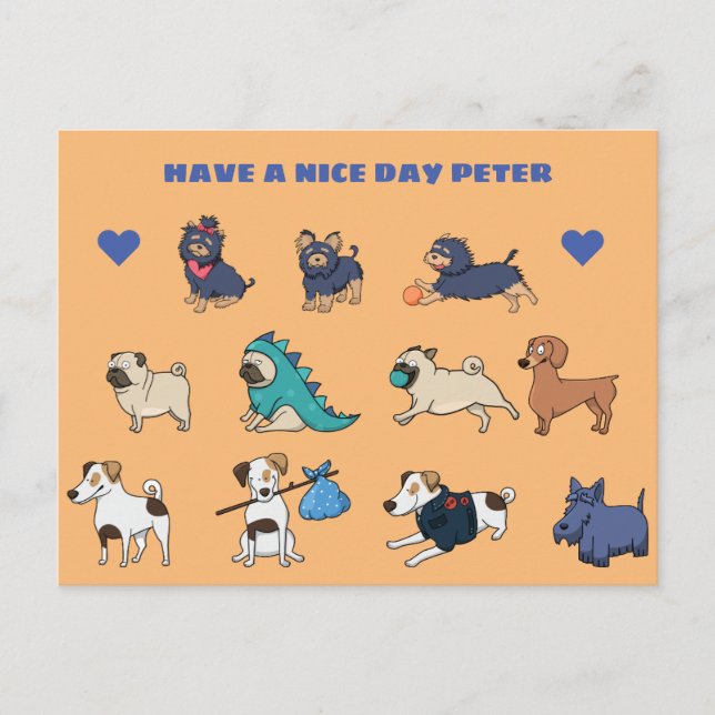 Anpassen des Niedlichen Doggy-Designs mit Namen Postkarte (Vorderseite)