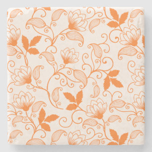 Anpassen des orangen Blumenmusters Steinuntersetzer