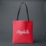 Anpassen des roten Namens oder Textvorlage hinzufü Tasche<br><div class="desc">Ersetzen Sie Ihren Skriptnamen Text hier Elegant Modern Minimalistisch Design Typografie Vorlage Red Shopping Shoulder Tote Bag.</div>